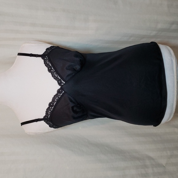 Vintage Nylon Camisole 100% Nylon Vintage Black Slip Black Nylon Top (B) - Picture 1 of 13